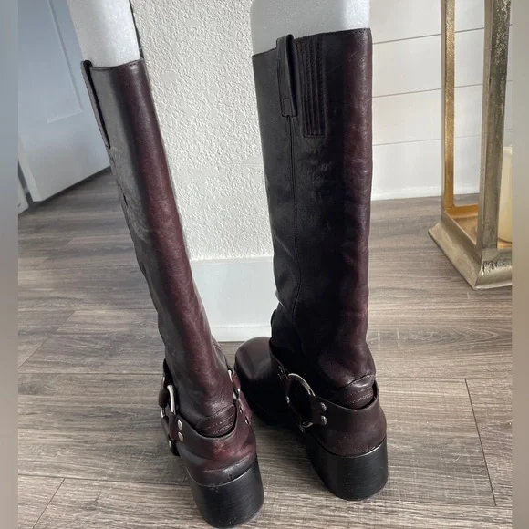 Jeffery Campbell REFLECTN Harness Brown Leather Moto Boots - Picture 14 of 16